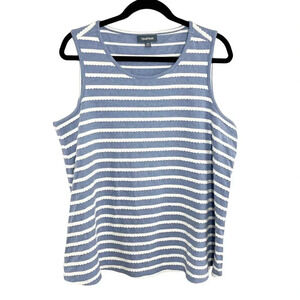 Modcloth Blue & White Scalloped Tank Top Women's Plus Size 1X